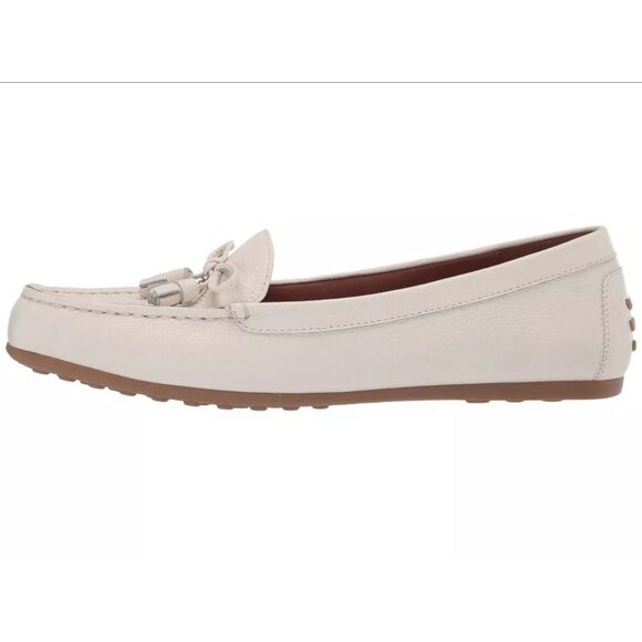 COACH Gia Womens Flat Slip-on Loafers Driver Moccasins Cream Chalk Leath… - Picture 4 of 8